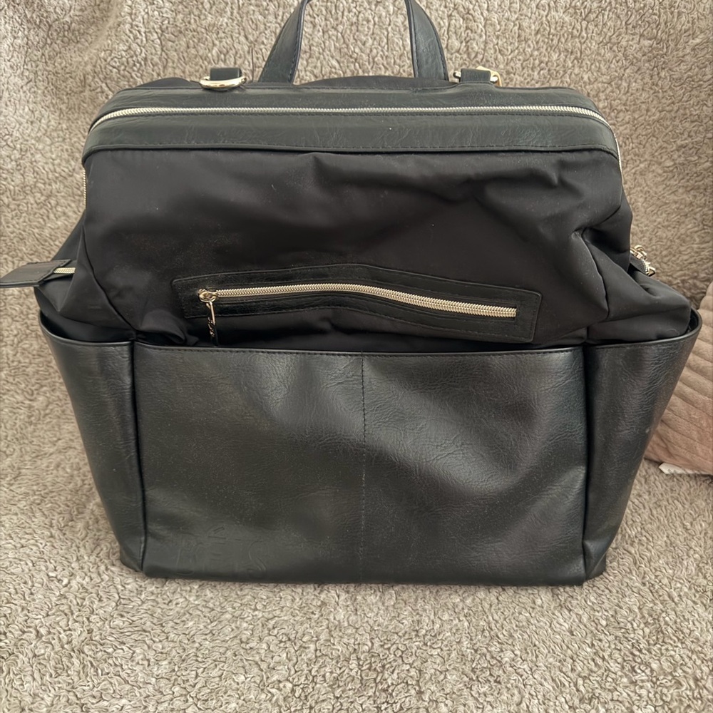 BEIS Black Baby Bag Backpack with Gold Hardware